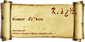 Komor Ákos névjegykártya