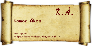 Komor Ákos névjegykártya